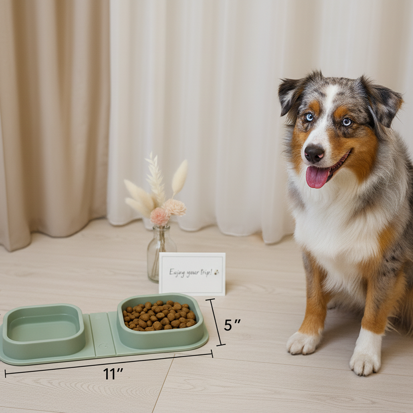 Foldable Silicone Dog Bowl – Minimal Travel Food & Water Set