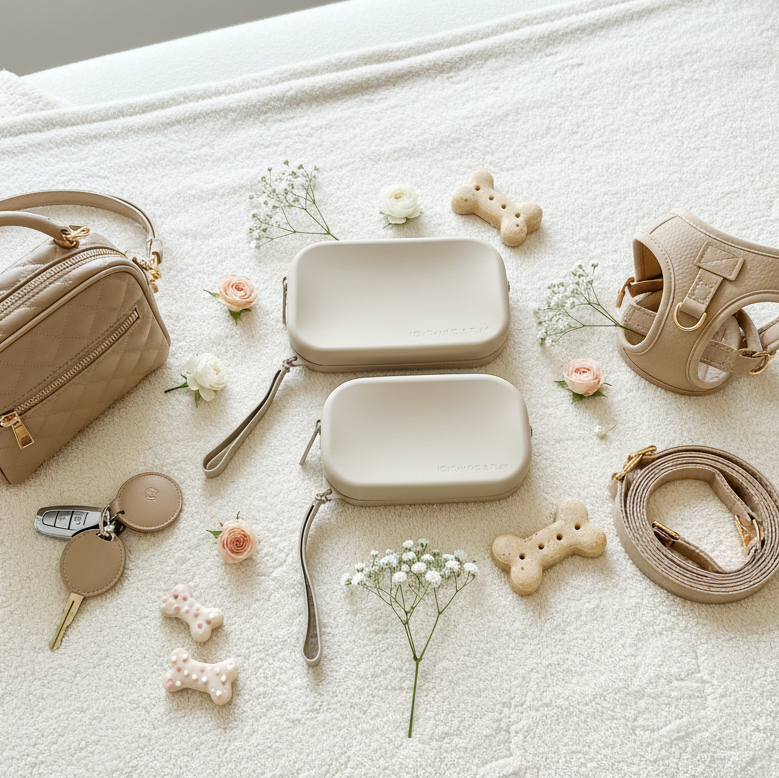 Dog Mom + Pup Matching Set – Neutral Pouch Duo